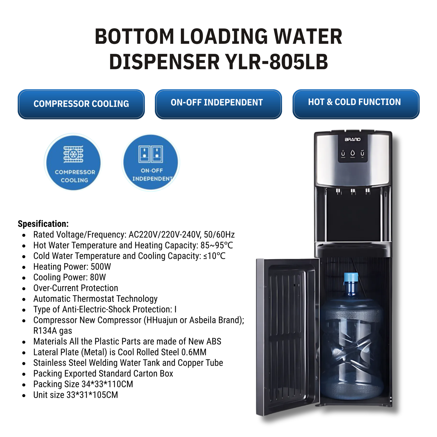 BOTTOM LOADING WATER DISPENSER YLR-805LB