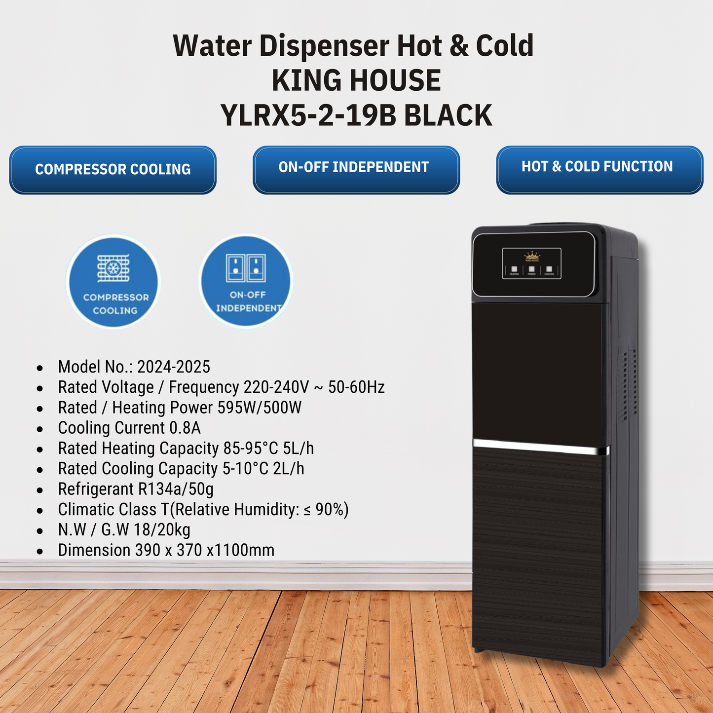 King House Floor Standing Water Dispenser - Black